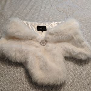 White faux fur shawl